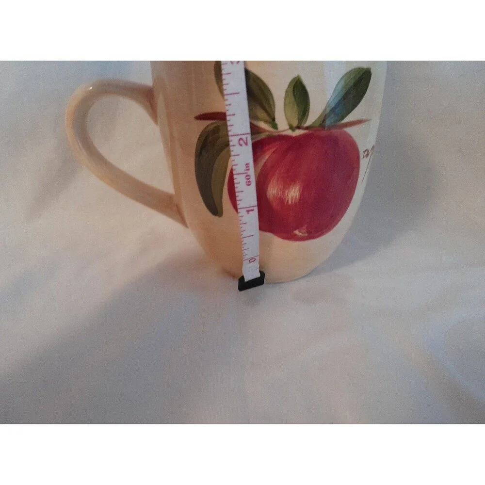 Pier 1 Provence Hand painted Orange Apple large earthenware coffee/ tea mugs